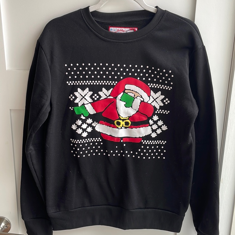 Black holiday Santa crew neck sweater